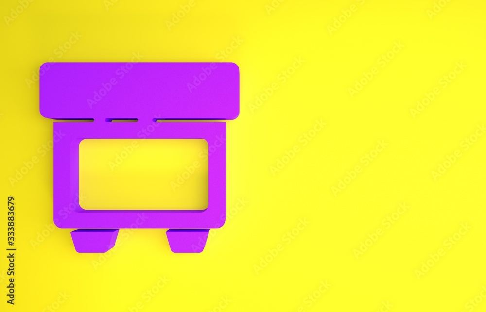 Purple Fuse of electrical protection component icon isolated on yellow background. Melting breaking 