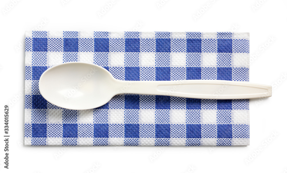 白色外卖勺和餐巾纸