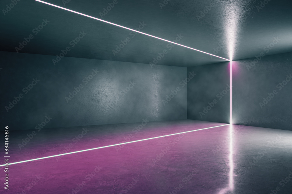 极简主义色彩未来主义画廊室内灯光线条
