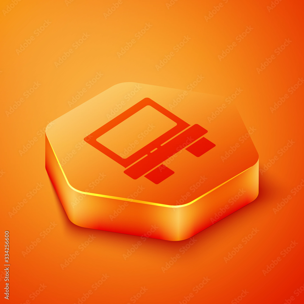 Isometric Fuse of electrical protection component icon isolated on orange background. Melting breaki