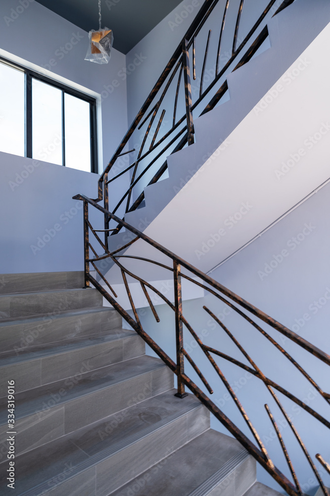 Staircase luxury home in modern villa beautiful interior.