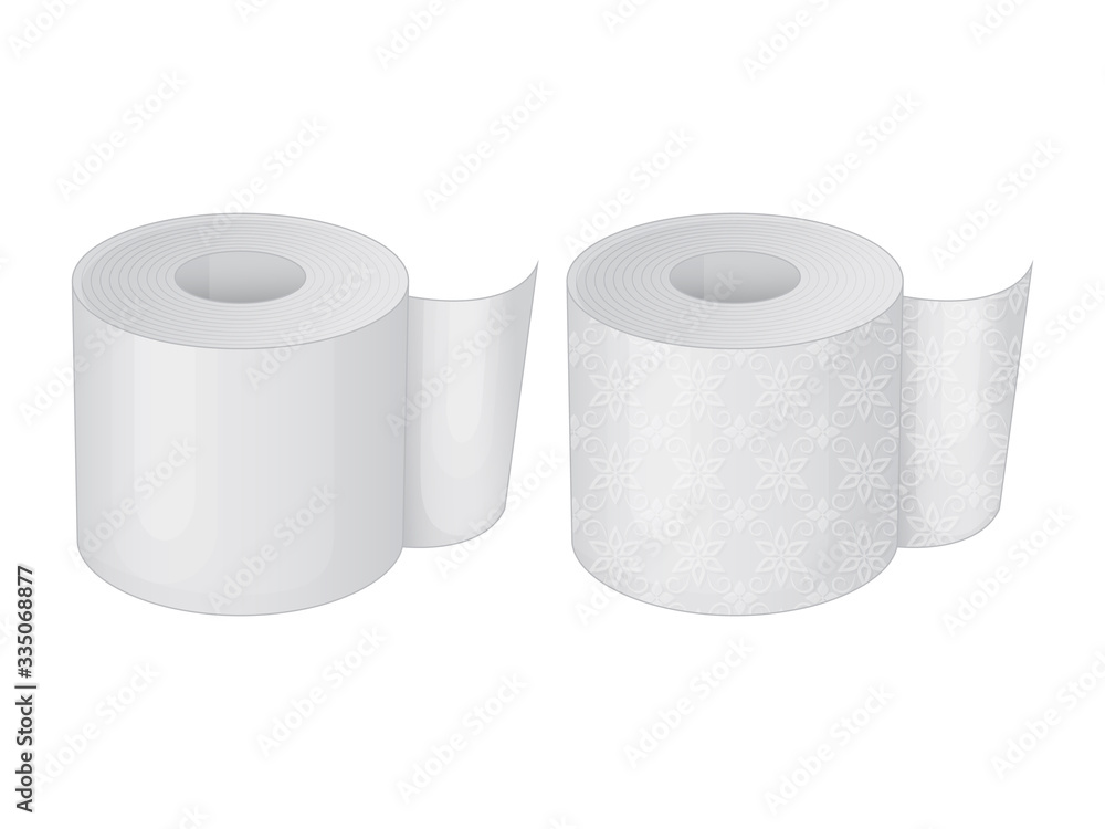 Set of toilet paper on a white background. Cartoon style. Vector illustration. Isolated on white.