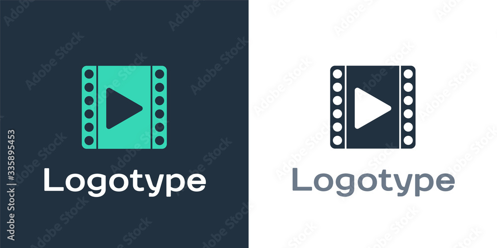 标识类型播放视频图标，隔离在白色背景上。电影条形标志。标识设计模板元素