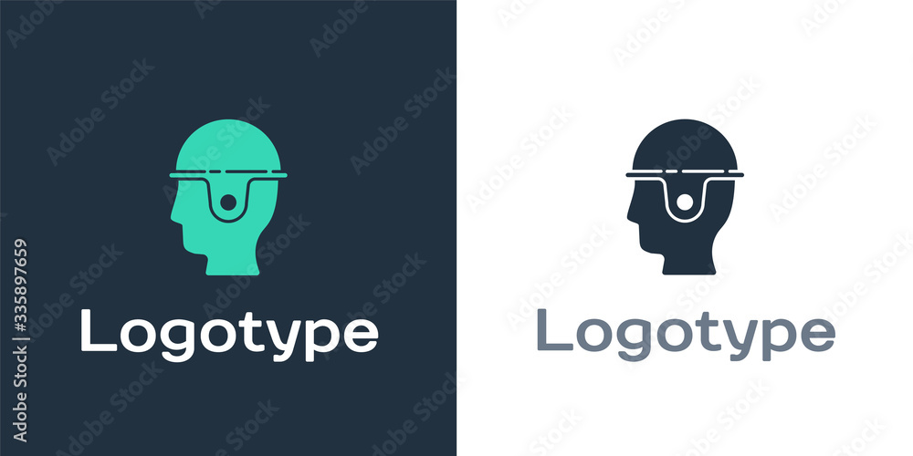Logotype Worker safety helmet icon isolated on white background. Logo design template element. Vecto