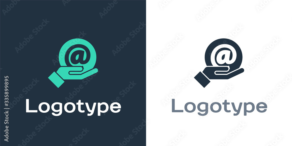 Logotype Mail and e-mail in hand icon isolated on white background. Envelope symbol e-mail. Email me
