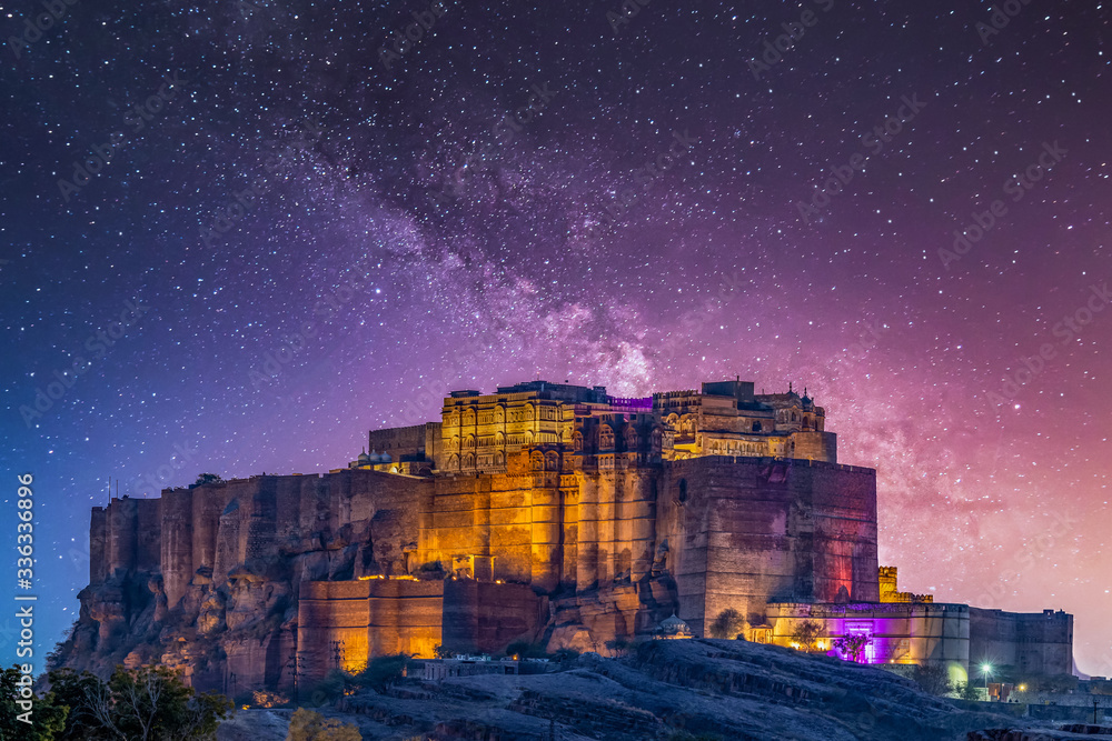 Mehrangarh Fort ancient architecture, located in Jodhpur, Rajasthan is one of the largest forts in I