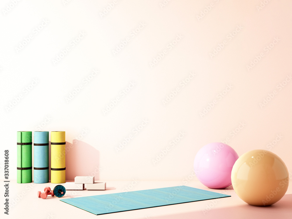 yoga, activity when you work from home,3d illustration,3d rendering