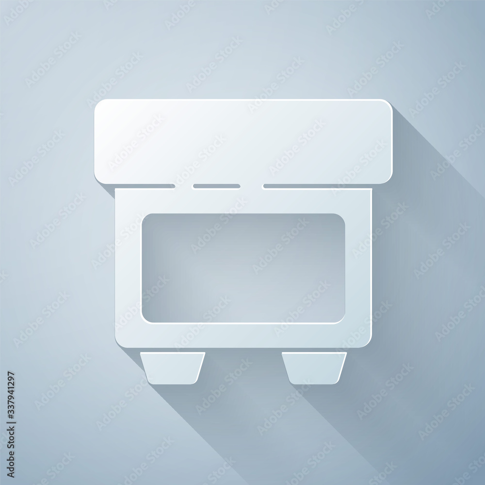 Paper cut Fuse of electrical protection component icon isolated on grey background. Melting breaking