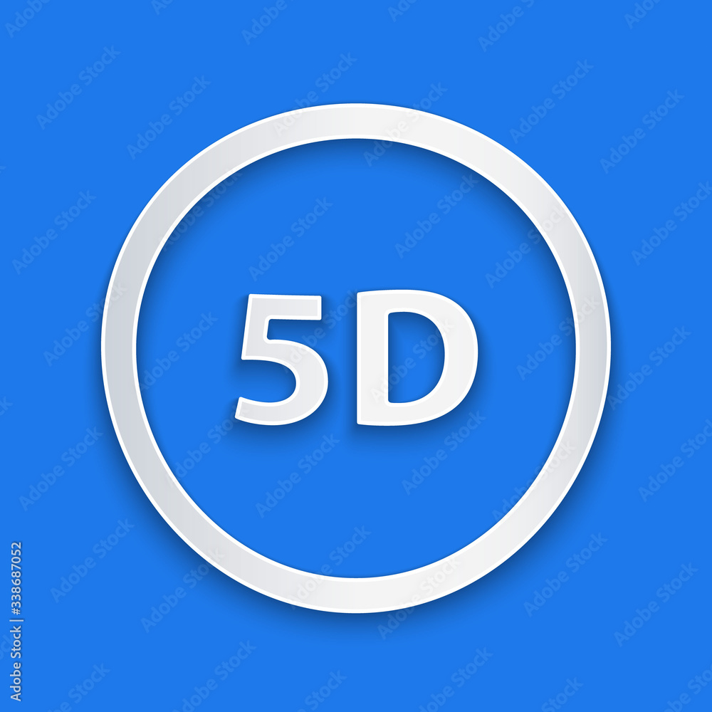 蓝色背景上隔离的剪纸5d虚拟现实图标。大型三维徽标。纸a