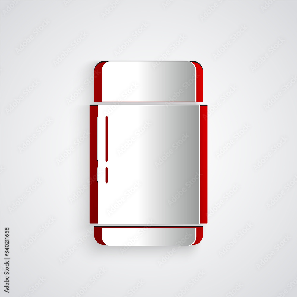 Paper cut Eraser or rubber icon isolated on grey background. Paper art style. Vector Illustration
