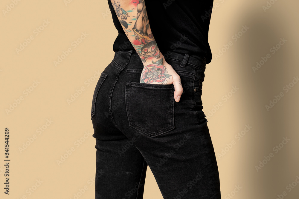 Black jeans back pocket