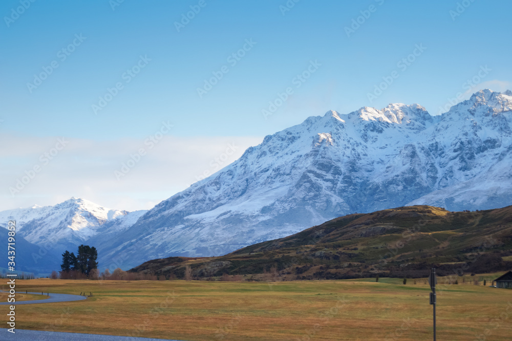 Mountain views from a country road, South Island New Zealand