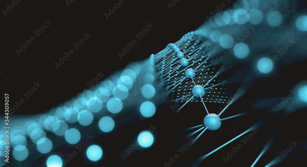 技术与科学概念。网络与数据网络系统抽象背景。结构与连接