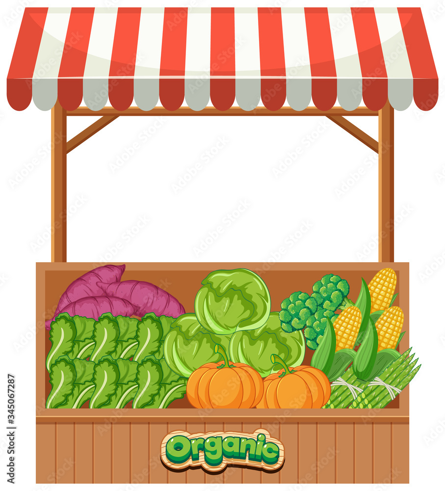 Food vendor full of fresh organic vegetables