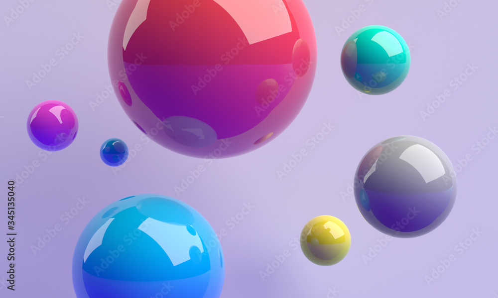Abstract 3d render, modern background with colorful spheres