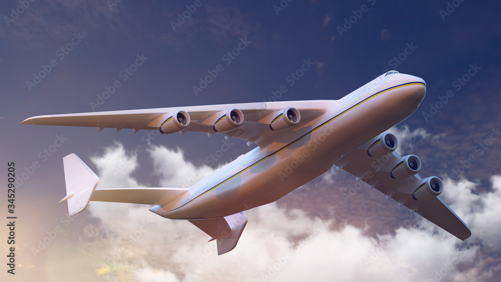 飞机AN-225。3D渲染。插图