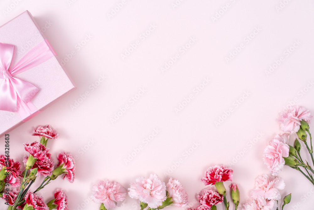 Mothers Day, Valentines Day background design concept, beautiful pink, red carnation flower bouque