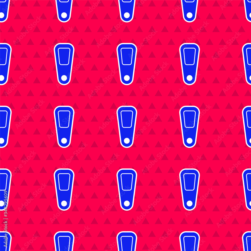 Blue Hand mirror icon isolated seamless pattern on red background. Vector