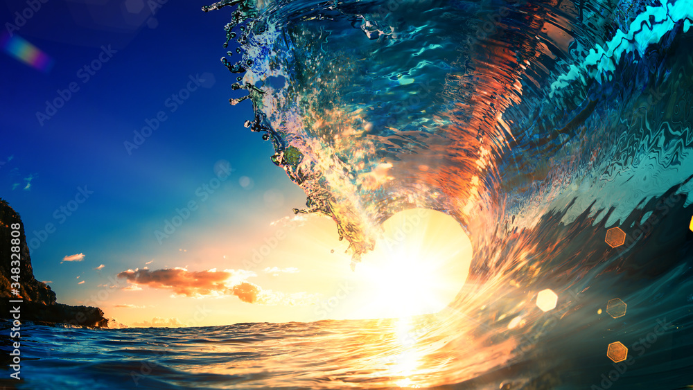 夏威夷的海浪冲浪海岸线