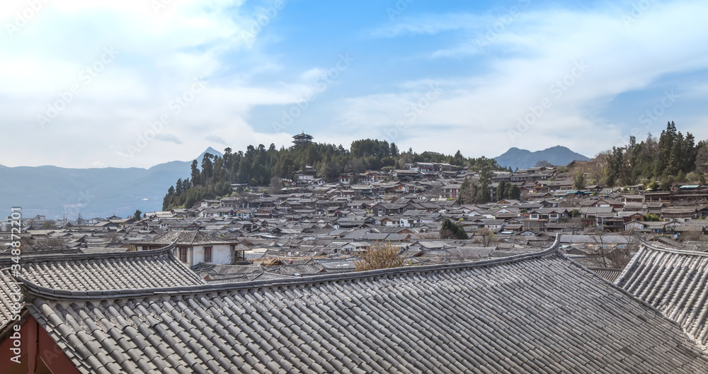 Aerial view of Lijiang ancient city