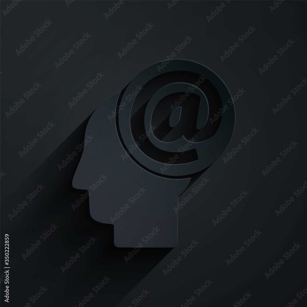 黑色背景上隔离的剪纸邮件和电子邮件图标。信封符号电子邮件。电子邮件信息s
