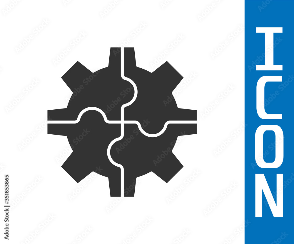 Grey Gear icon isolated on white background. Cogwheel gear settings sign. Cog symbol. Vector Illustr