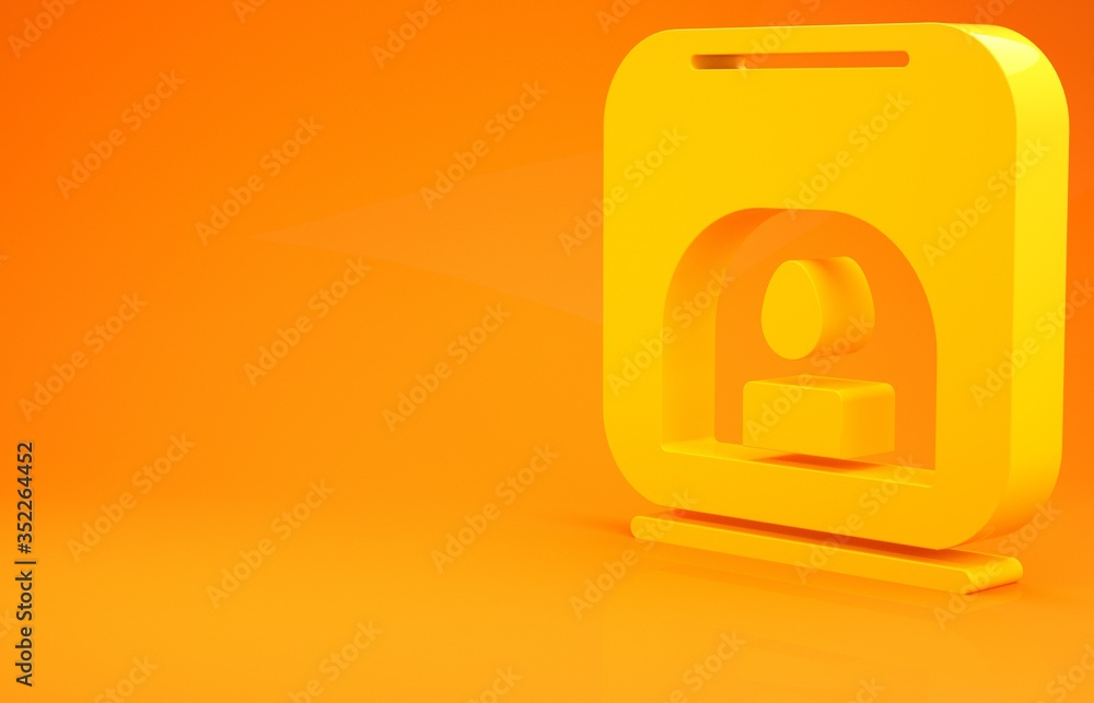 黄色芳香灯图标隔离在橙色背景上。极简主义概念。3d插图3d渲染