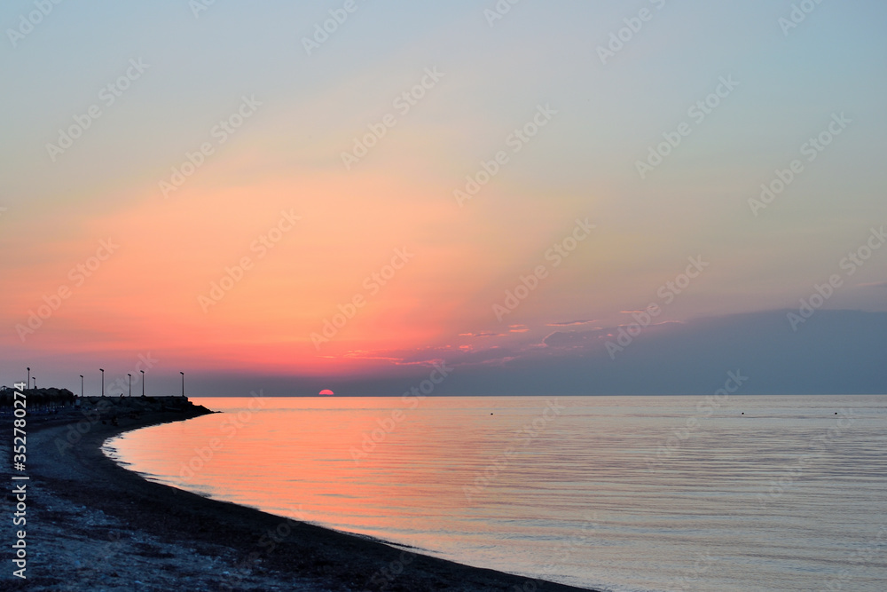 Cloudy sunset over the sea at Therma beach – Samothraki island, Greece, Aegean sea