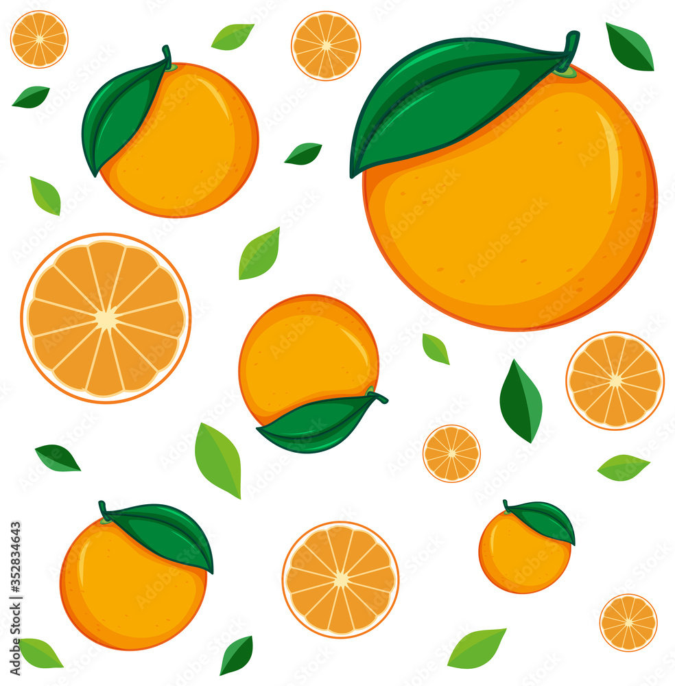 Seamless background design with fresh oranges