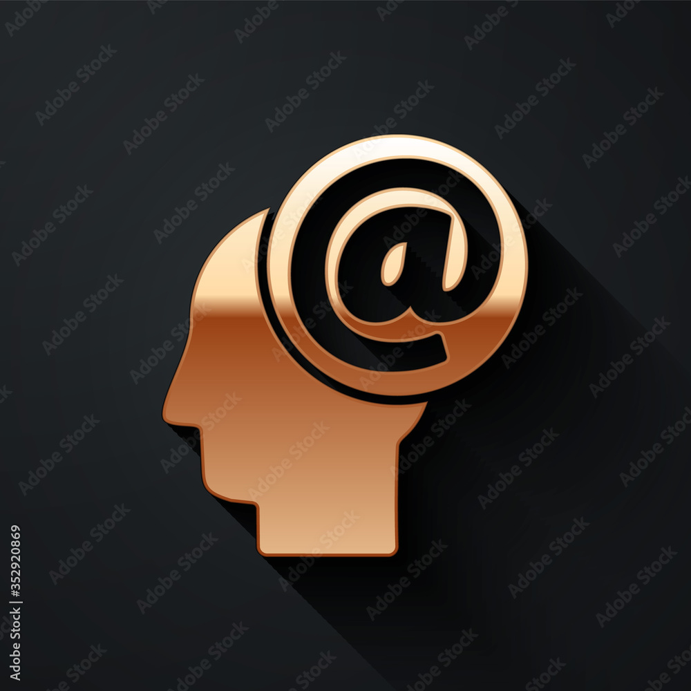 黑色背景上隔离的金色邮件和电子邮件图标。信封符号电子邮件。电子邮件标志。