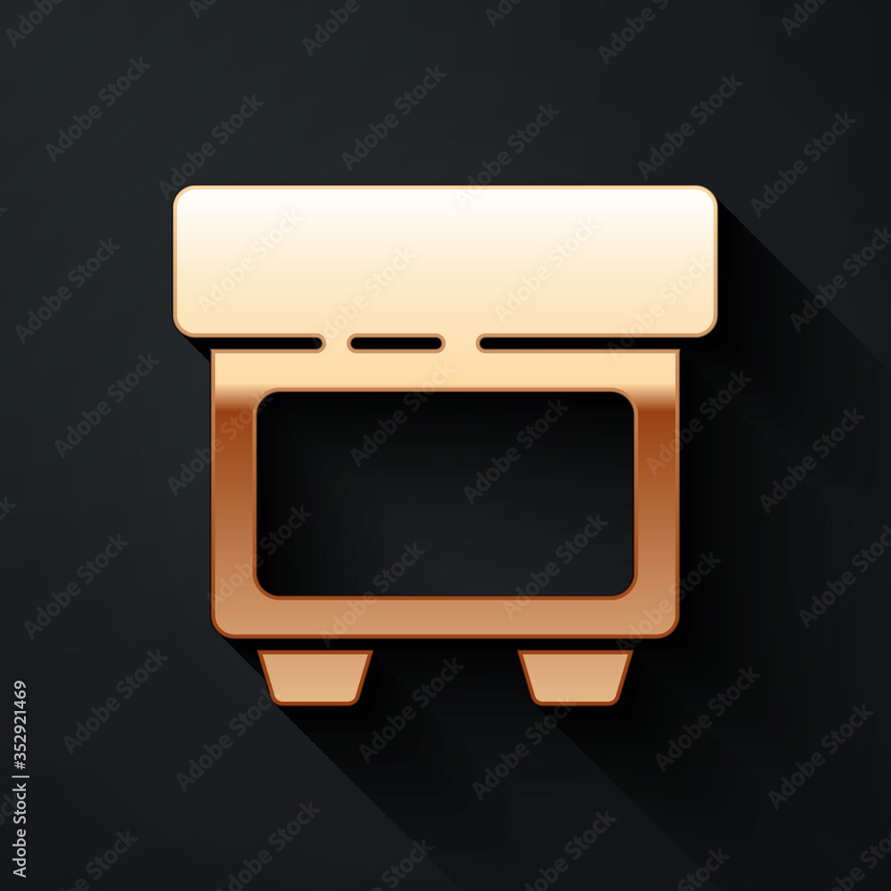 Gold Fuse of electrical protection component icon isolated on black background. Melting breaking pro
