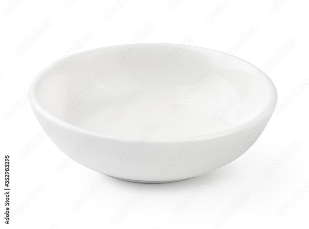 白色背景上隔离的白色碗