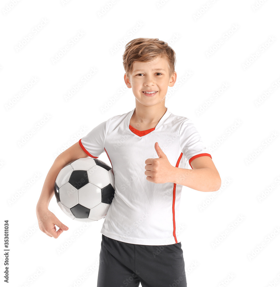 白底可爱的小足球运动员