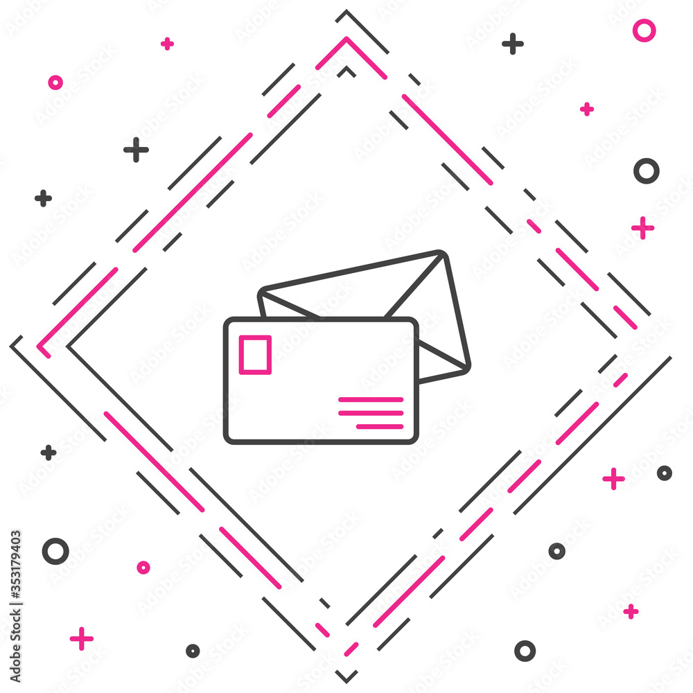 白色背景上隔离的Line Envelope图标。电子邮件字母符号。彩色轮廓conce