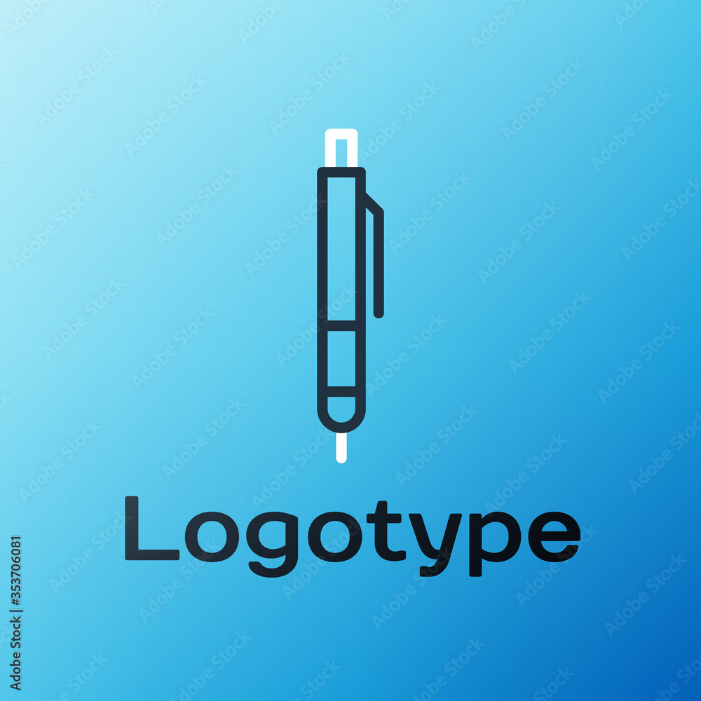 Line Pen icon isolated on blue background. Colorful outline concept. Vector. Illustration