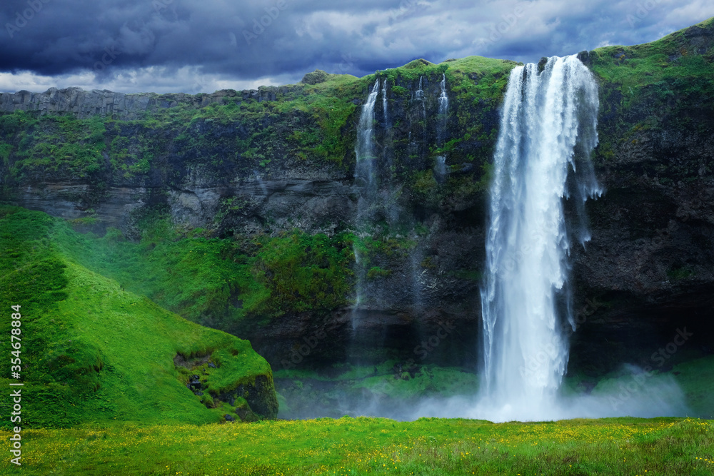 Waterfall of the Iceland, West Fjords. One of the most famous and beautiful waterfall in Iceland.