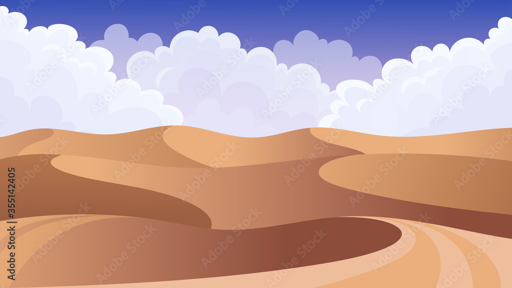 Desert landscape. Sand dunes vector illustration.