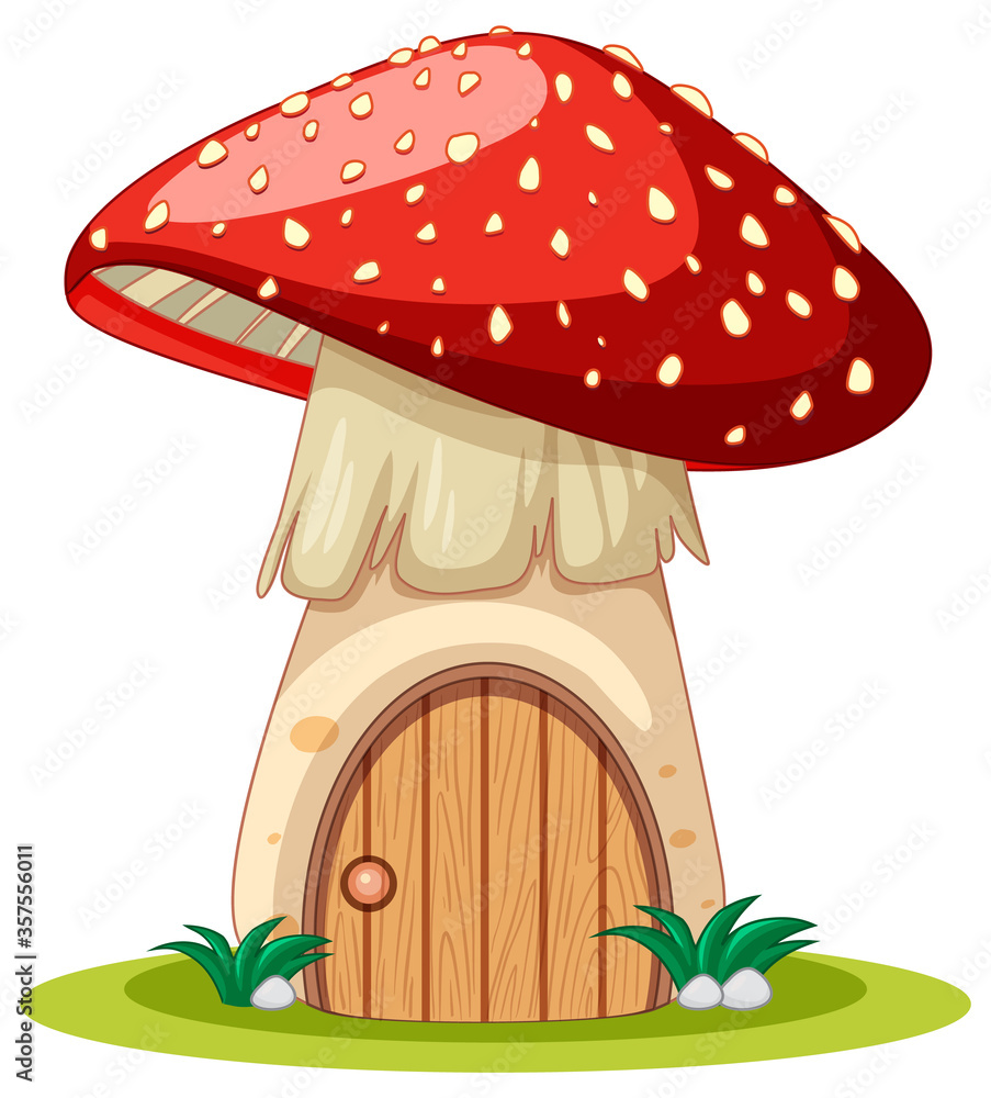 白底蘑菇屋卡通风格