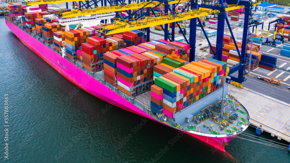 集装箱货船，货运海运船，全球商业进出口商业贸易