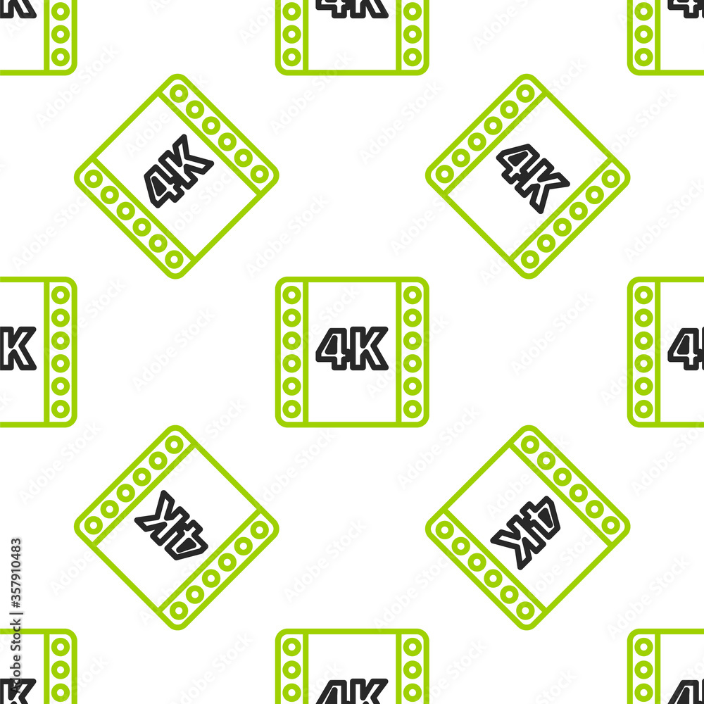 Line 4k movie, tape, frame icon isolated seamless pattern on white background. Vector Illustration