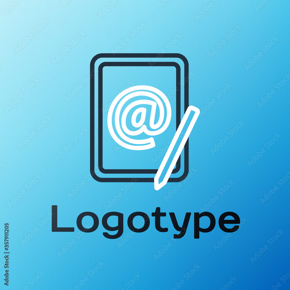 Line Mail and e-mail icon isolated on blue background. Envelope symbol e-mail. Email message sign. C