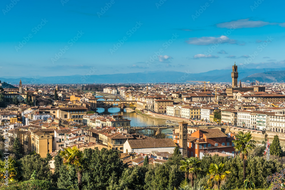 佛罗伦萨，托斯卡尼/意大利-2019年12月27日：意大利佛罗伦萨市俯视图