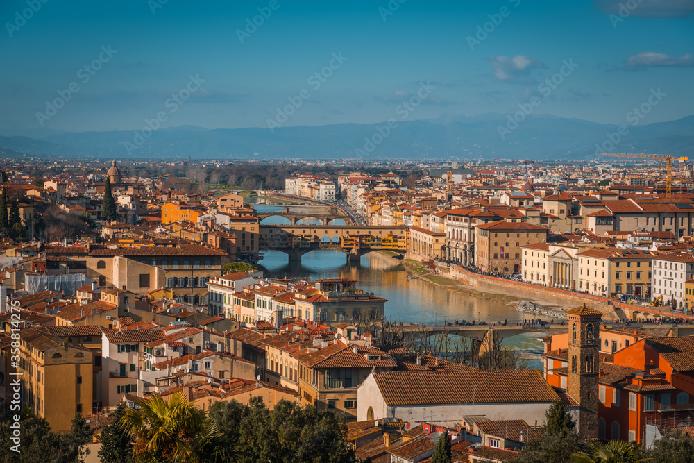 佛罗伦萨，托斯卡尼/意大利-2019年12月27日：意大利佛罗伦萨市俯视图