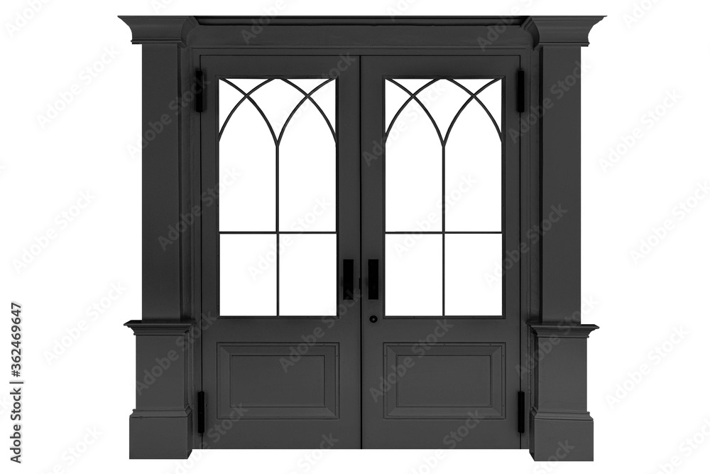 白底隔离欧式黑色木质门框