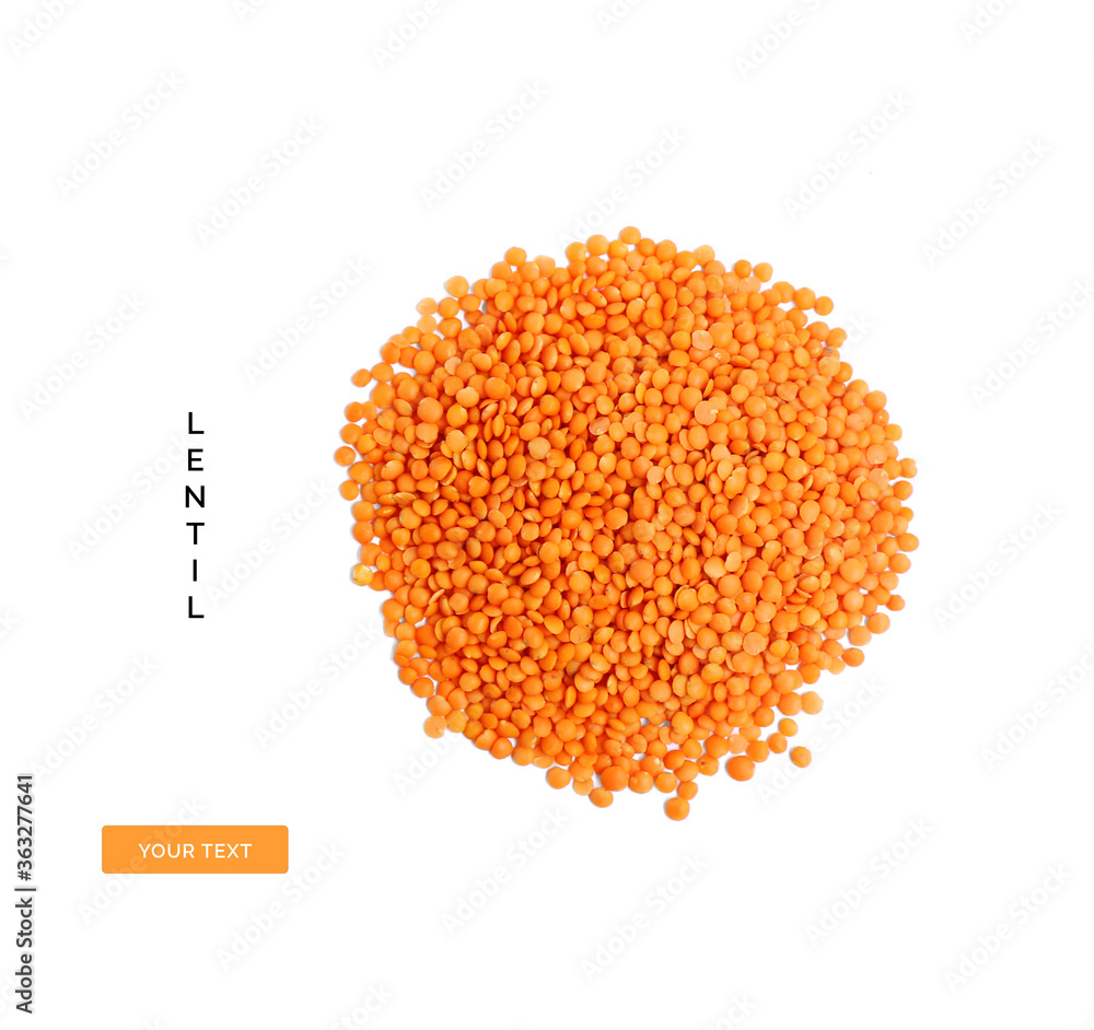 Creative layout made of lentils isolated on white background.Flat lay. Food concept.