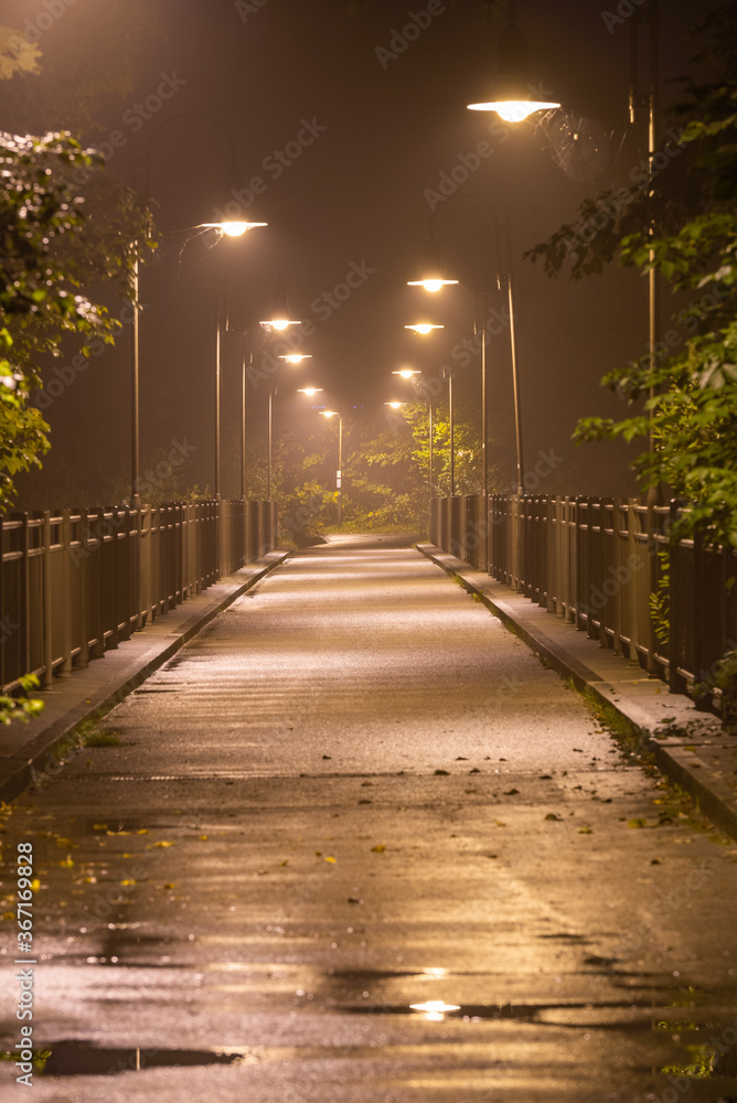 朦胧夜晚的穆迪大桥