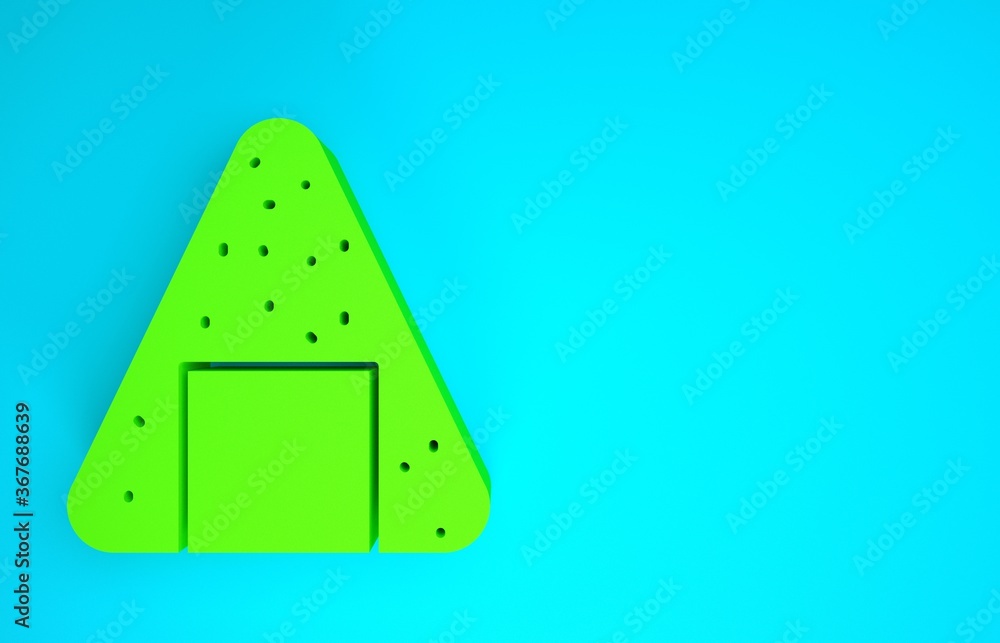 蓝色背景上的绿色洋葱图标。日本食物。极简主义概念。三维插图3