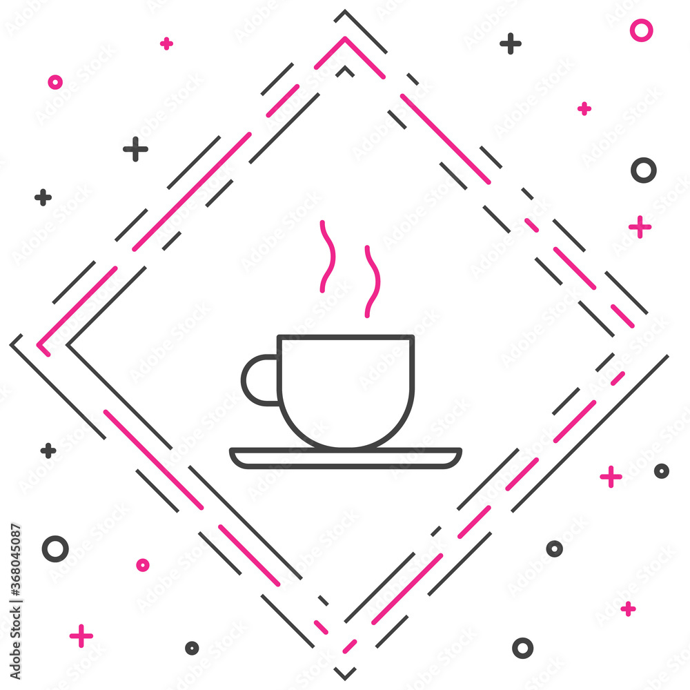 白色背景上隔离的线条咖啡杯图标。茶杯。热饮咖啡。彩色轮廓conce