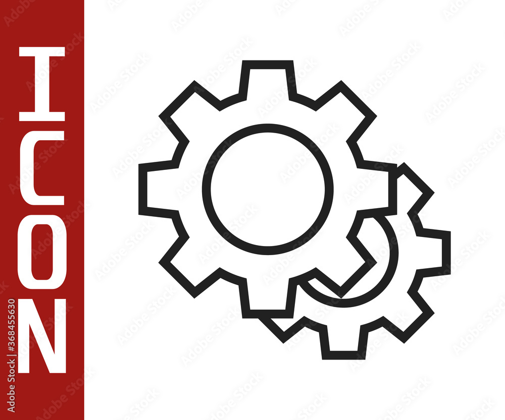 Black line Gear icon isolated on white background. Cogwheel gear settings sign. Cog symbol. Vector I