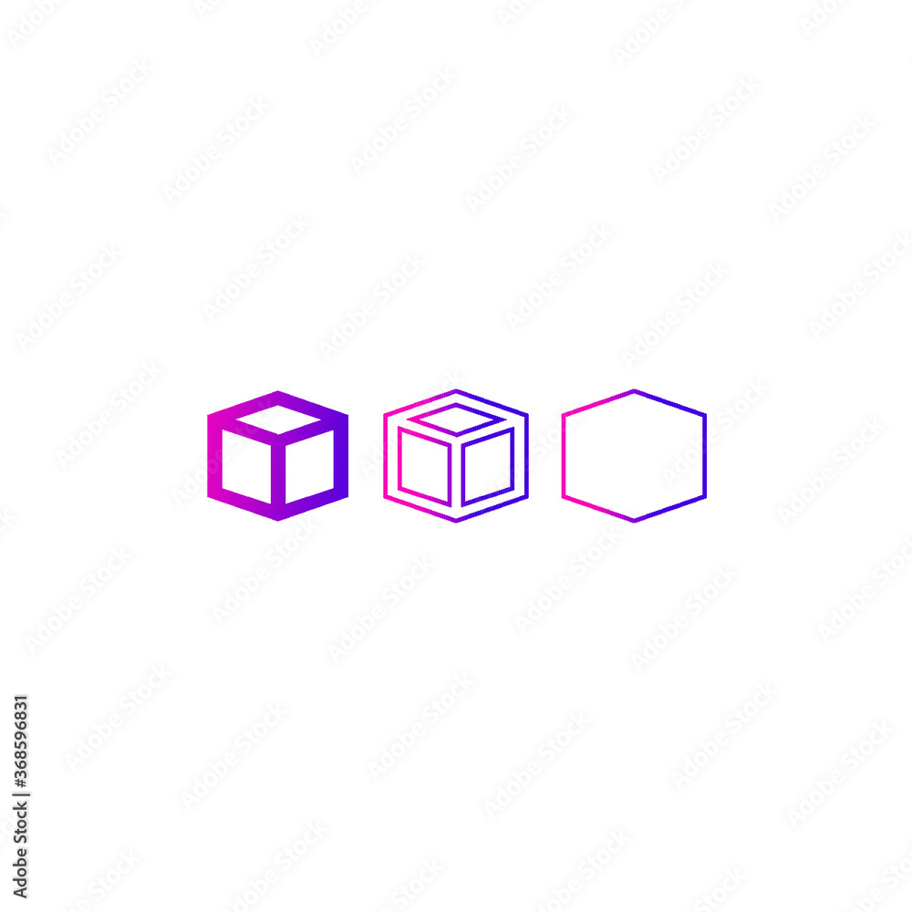 方框，徽标，公司，3D，立方体，六边形，渐变，抽象，